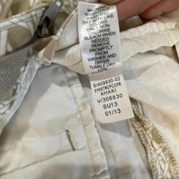 Off White Printed Banana Republic Flat Front Chino Pants Size 8 - Picture 7 of 9